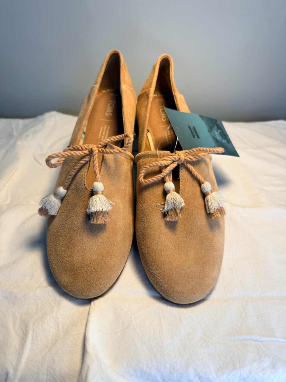 TOMS Women's Suede Tassel Loafers in Camel/Tan